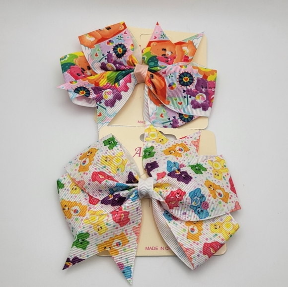 CARE BEARS 2-Pack Bow Hair Clips NEW - Picture 1 of 6